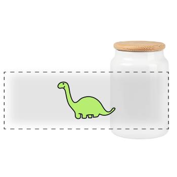 Cute Diplodocus - Panoramic Cookie Jar with Wooden Lid - white - Front