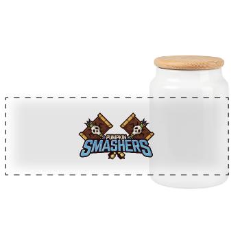 Halloween Pumpkin Smashers Squad Badge - Panoramic Cookie Jar with Wooden Lid - white - Front