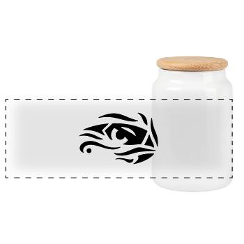 Œil-Aigle - Eagle-Eye - Boîte à biscuits avec couvercle en bois - blanc - Devant