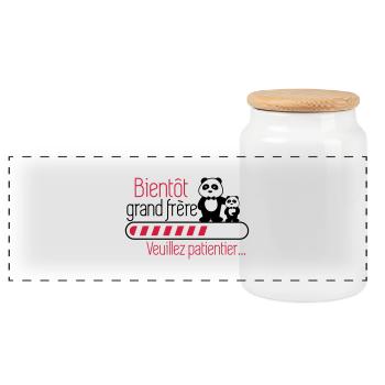Bientôt grand-frère - Futur frère - Grand frèr - Boîte à biscuits avec couvercle en bois - blanc - Devant