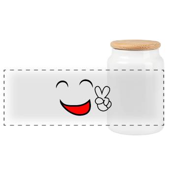 comic-smile - Panorama Keksdose mit Holzdeckel - Weiß - Vorne