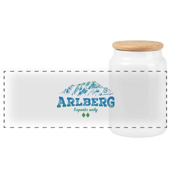 Schindlergrat Arlberg 4C - Panorama Keksdose mit Holzdeckel - Weiß - Vorne