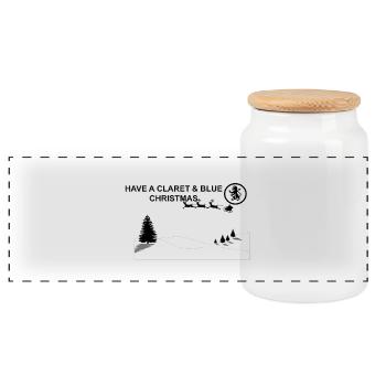 Claret und Blue Xmas - Panorama Keksdose mit Holzdeckel - Weiß - Vorne