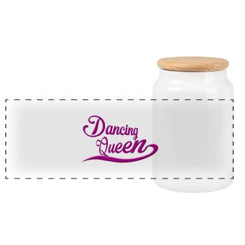 Dancing Queen - Panorama Keksdose mit Holzdeckel - Weiß - Vorne