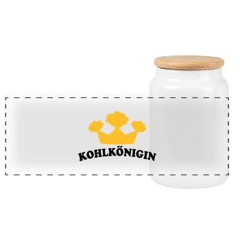 t-shirt bedrucken mit grünkohl motiv "kohlkönigin" - Panorama Keksdose mit Holzdeckel - Weiß - Vorne
