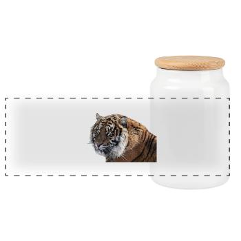Bengalischer Tiger - Panorama Keksdose mit Holzdeckel - Weiß - Vorne