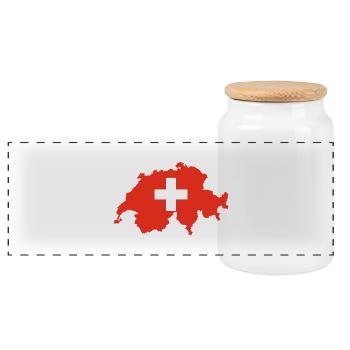 Schweiz - Panorama Keksdose mit Holzdeckel - Weiß - Vorne