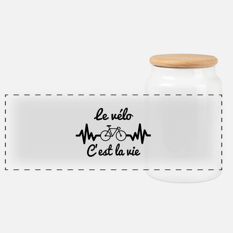 Le vélo c'est la vie - Cyclisme - Boîte à biscuits avec couvercle en bois - blanc