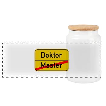 Ortsschild Master - Doktor - Panorama Keksdose mit Holzdeckel - Weiß - Vorne
