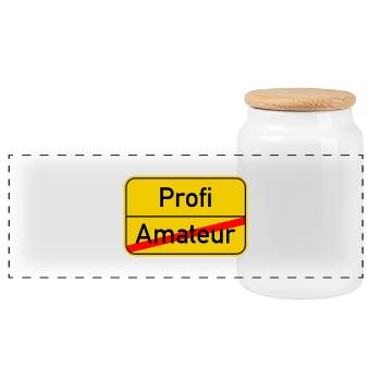 Ortsschild Amateur - Profi - Panorama Keksdose mit Holzdeckel - Weiß - Vorne