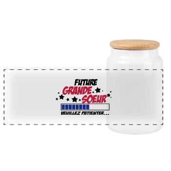 future grande soeur veuillez patienter - Boîte à biscuits avec couvercle en bois - blanc - Devant