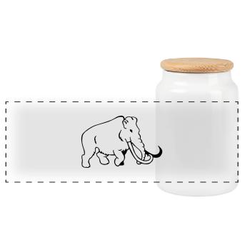 Mammoth - Panoramic Cookie Jar with Wooden Lid - white - Front