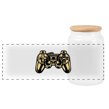 Gaming - Panorama Keksdose mit Holzdeckel - Weiß - Vorne