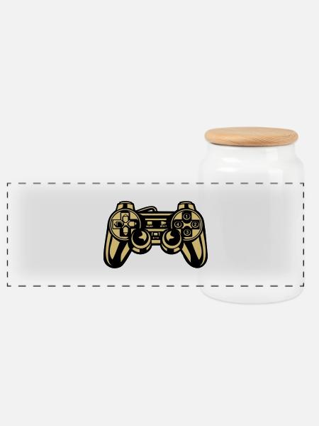 Gaming - Panorama Keksdose mit Holzdeckel - Weiß