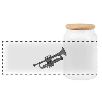 Cuivres trompette 2 - Boîte à biscuits avec couvercle en bois - blanc - Devant