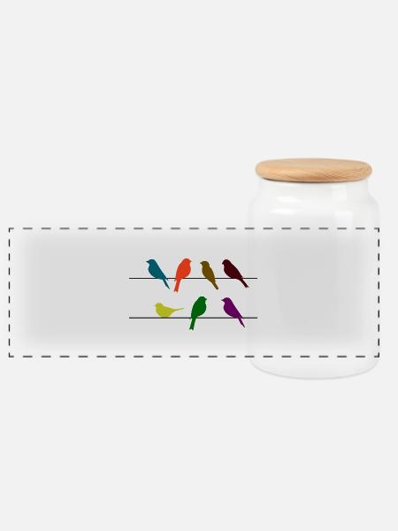 Schwalben Vögel - Panorama Keksdose mit Holzdeckel - Weiß