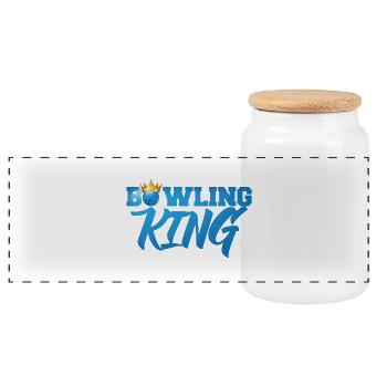 Bowling / Bowler: Bowling King - Panorama Keksdose mit Holzdeckel - Weiß - Vorne