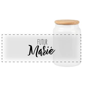 Futur Marié - Boîte à biscuits avec couvercle en bois - blanc - Devant