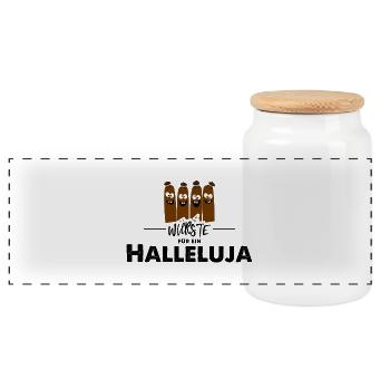 4Würste für ein Halleluja - Panorama Keksdose mit Holzdeckel - Weiß - Vorne