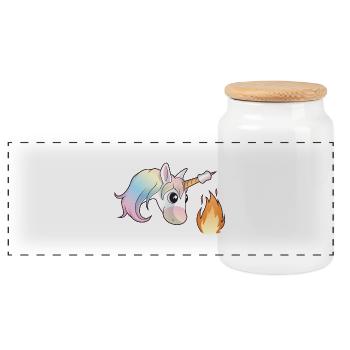 Unicorn Marshmallow - Panorama Keksdose mit Holzdeckel - Weiß - Vorne