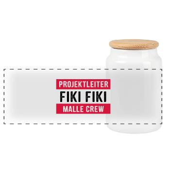 Projektleiter Fiki Fiki Malle Crew - Party feiern - Panorama Keksdose mit Holzdeckel - Weiß - Vorne