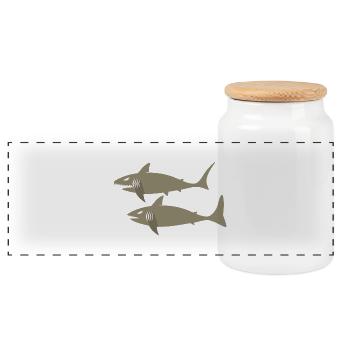 shark6 - Boîte à biscuits avec couvercle en bois - blanc - Devant