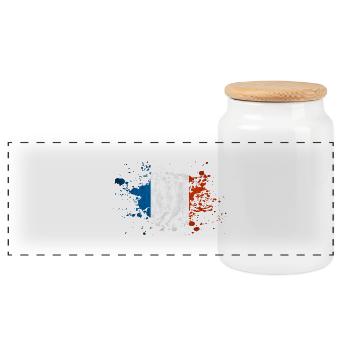 france eclaboussure - Boîte à biscuits avec couvercle en bois - blanc - Devant