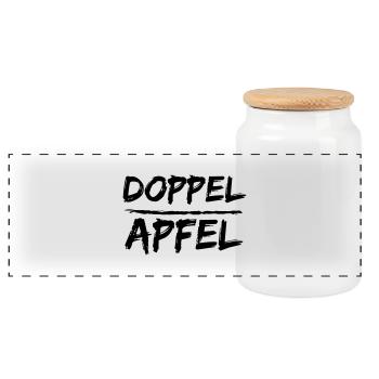 Doppelapfel - Panorama Keksdose mit Holzdeckel - Weiß - Vorne
