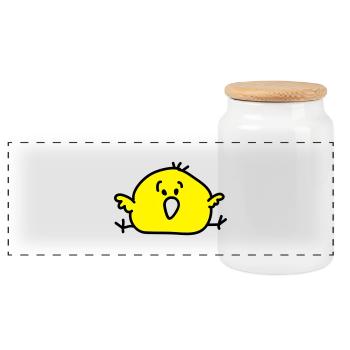 big bird - Panoramic Cookie Jar with Wooden Lid - white - Front