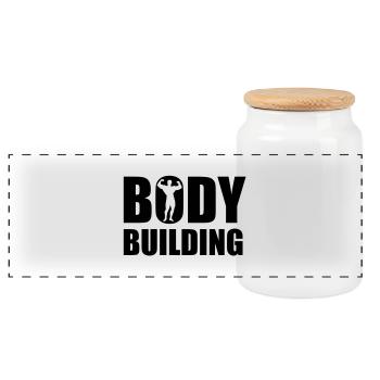 bodybuilding_b_1ceps - Panorama Keksdose mit Holzdeckel - Weiß - Vorne