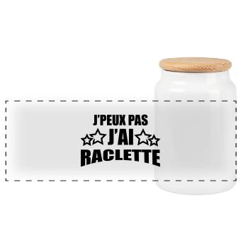 j'peux pas j'ai raclette - Boîte à biscuits avec couvercle en bois - blanc - Devant