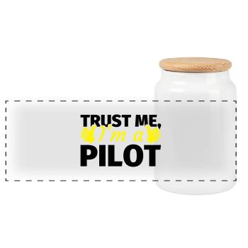 Trust me I'm a Pilot - Panorama Keksdose mit Holzdeckel - Weiß - Vorne