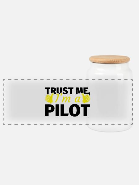Trust me I'm a Pilot - Panorama Keksdose mit Holzdeckel - Weiß