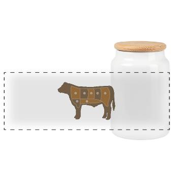 Fleisch Chart - Panorama Keksdose mit Holzdeckel - Weiß - Vorne