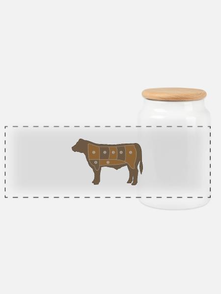 Fleisch Chart - Panorama Keksdose mit Holzdeckel - Weiß