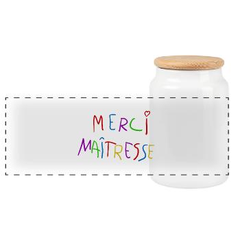 Merci maitresse.png - Boîte à biscuits avec couvercle en bois - blanc - Devant