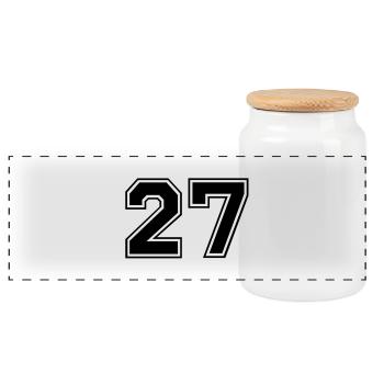 27 - Panoramic Cookie Jar with Wooden Lid - white - Front