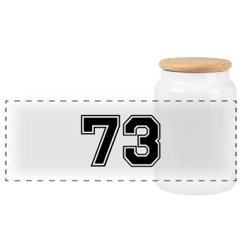 73 - Panoramic Cookie Jar with Wooden Lid - white - Front