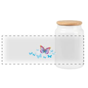 Papillons Papillons Insectes Printemps Été - Boîte à biscuits avec couvercle en bois - blanc - Devant