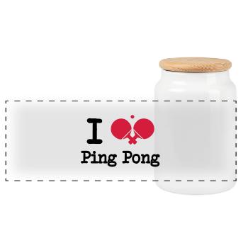 i_love_ping_pong_1__f2 - Boîte à biscuits avec couvercle en bois - blanc - Devant