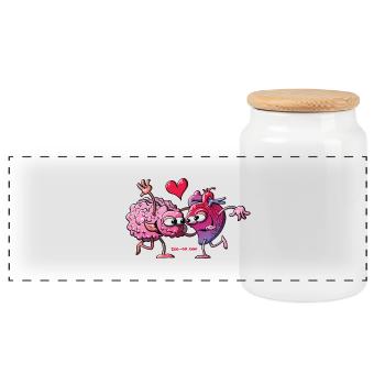 Cœur et cerveau : une eternelle histoire d'amour - Boîte à biscuits avec couvercle en bois - blanc - Devant