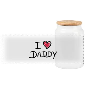 i love daddy - Panorama Keksdose mit Holzdeckel - Weiß - Vorne
