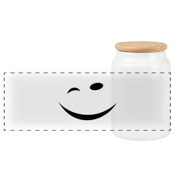 Zwinkersmiley - Panorama Keksdose mit Holzdeckel - Weiß - Vorne