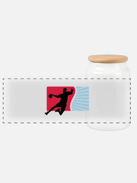 handball - Panorama Keksdose mit Holzdeckel - Weiß
