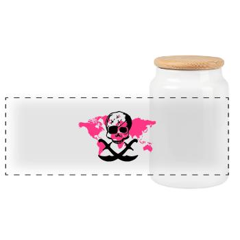 surf pirate - Panoramic Cookie Jar with Wooden Lid - white - Front