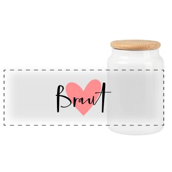 Bride pink heart hen party - Panoramic Cookie Jar with Wooden Lid - white - Front