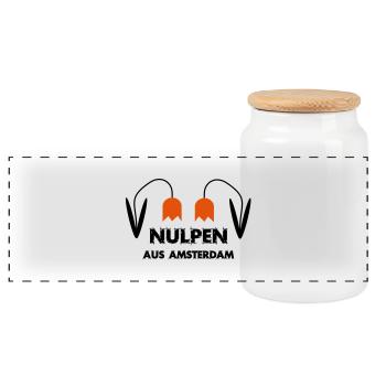 Nulpen from Amsterdam - Panoramic Cookie Jar with Wooden Lid - white - Front