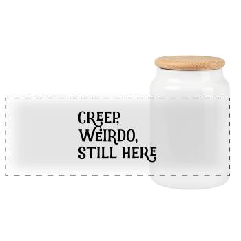 creep, weirdo, still here - Panorama Keksdose mit Holzdeckel - Weiß - Vorne