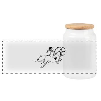 cavalière de poney - Boîte à biscuits avec couvercle en bois - blanc - Devant