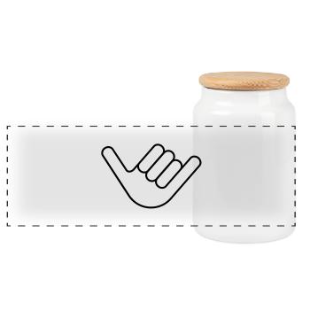 Shaka - Hang Loose - Surfergruß - Panorama Keksdose mit Holzdeckel - Weiß - Vorne